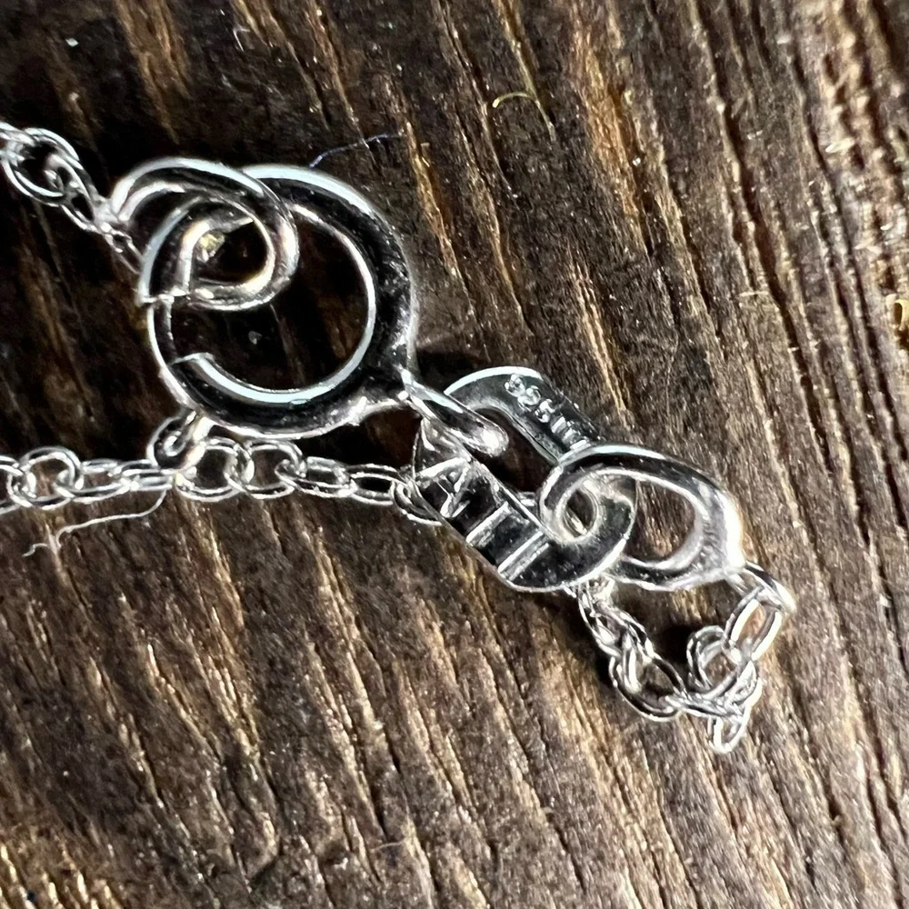Sapphire Flower & 925 Necklace w/C-Clasp 18” B27